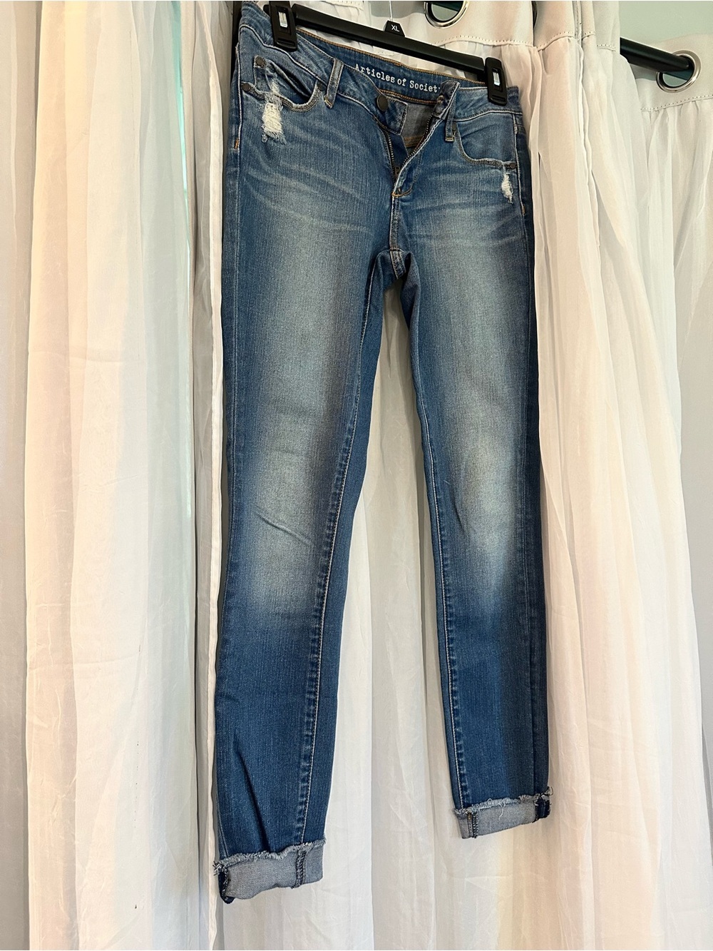 Articles Of Society Distressed Medium Blue Skinny Jeans